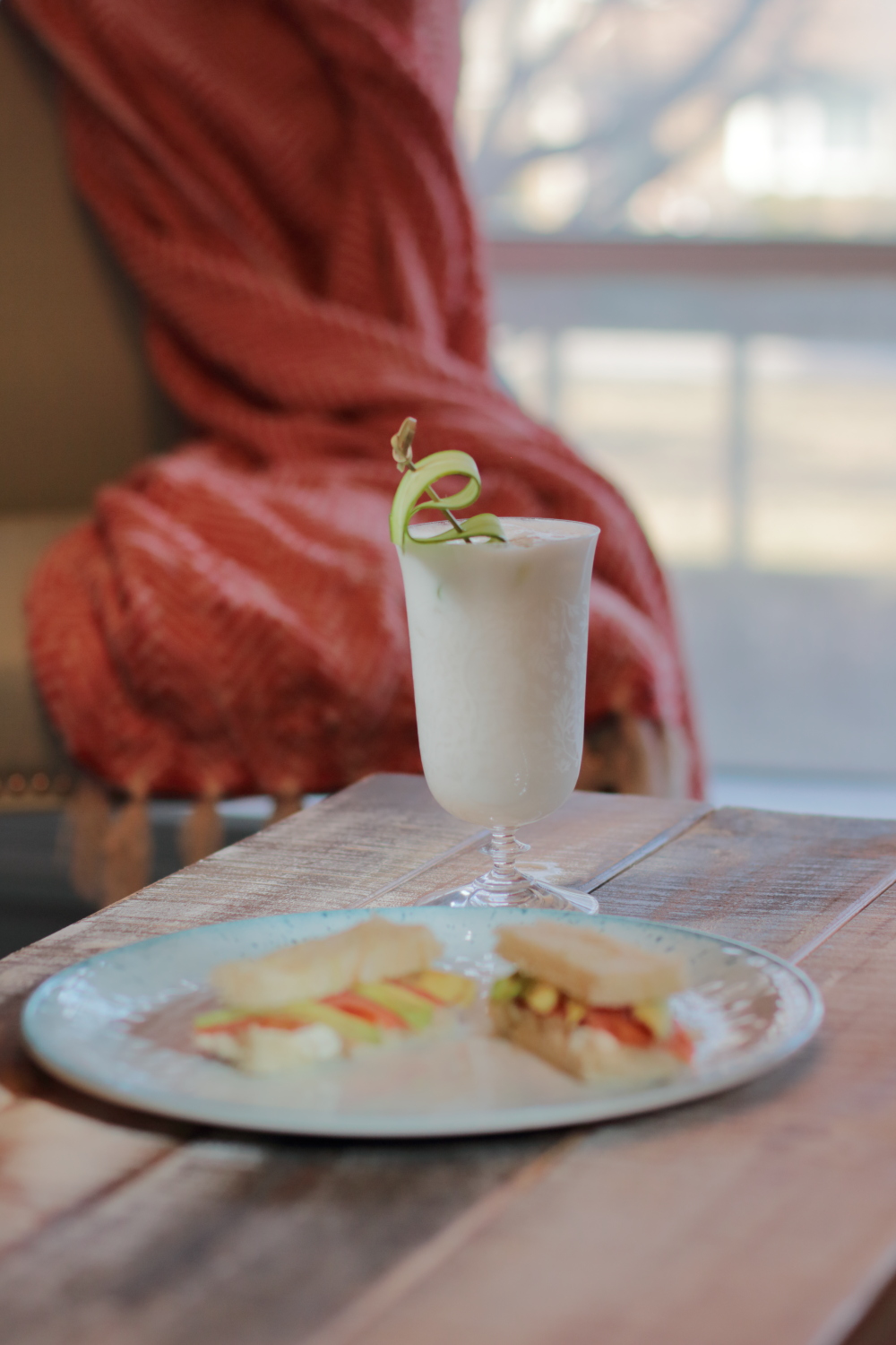 Cucumber Coconut Cocktail & Sassy Salmon Sandwich